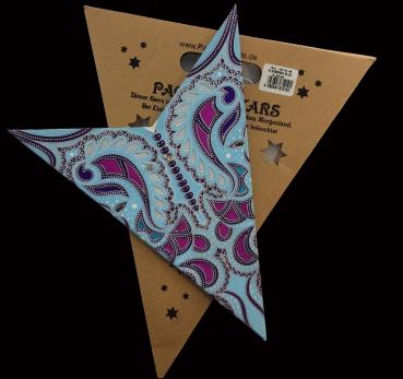 Aldebaran hellblau   - Faltbarer Leuchtstern, Weihnachtsstern aus Papier mit 5 Zacken, 60 cm